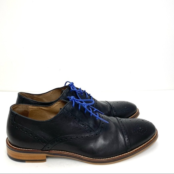 Johnston & Murphy Conard Cap toe Oxford Casual Shoes Black with Blue Lace - Picture 5 of 12